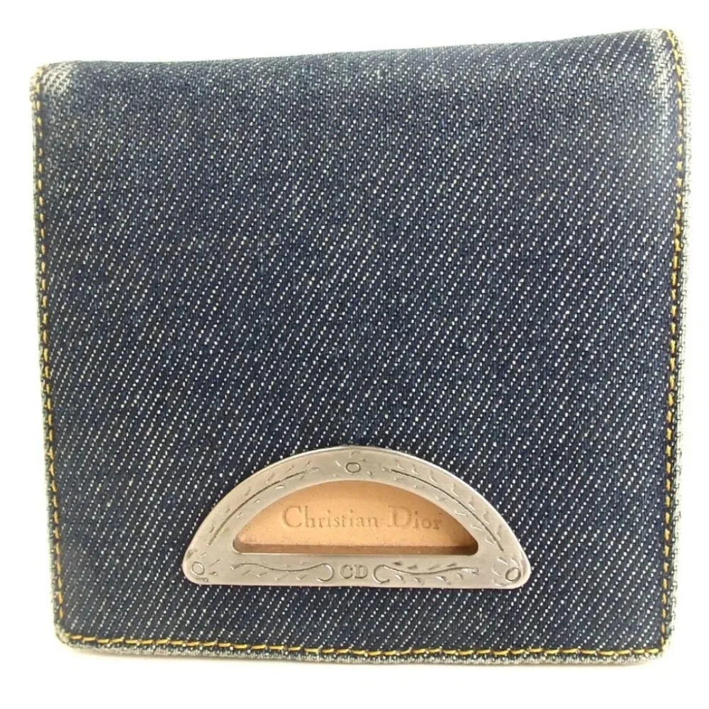 RARE CHRISTIAN DIOR RU 1929 WALLET BLUE DENIUM COTTON & CAMEL LEATHER